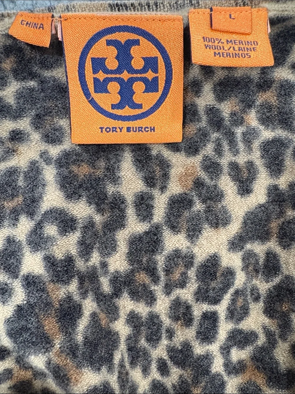 Tory Burch Leopard-Print Button Cardigan in Beige, Black & Brown
